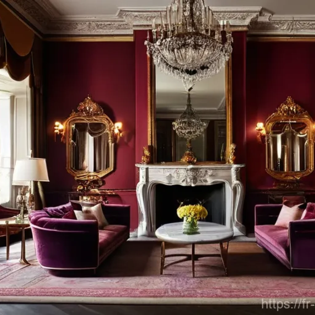 공간디자이너가 참여한 유명 프로젝트 - **Prompt:** A luxurious, dimly lit Parisian hotel lobby, reminiscent of a sophisticated boudoir. The...