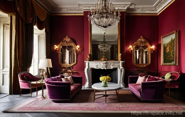 공간디자이너가 참여한 유명 프로젝트 - **Prompt:** A luxurious, dimly lit Parisian hotel lobby, reminiscent of a sophisticated boudoir. The...