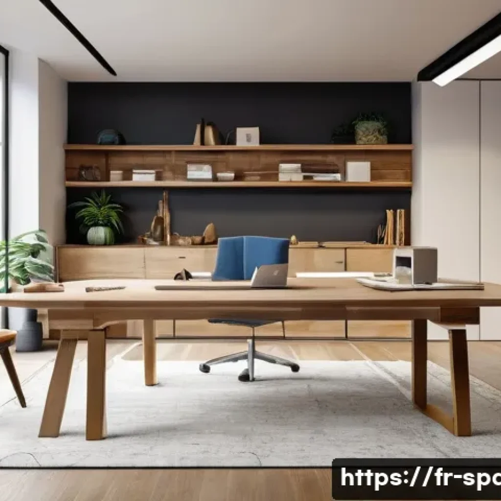공간디자인 학습 로드맵 - A modern interior design workspace showcasing the fundamentals of spatial design: a bright, airy roo...