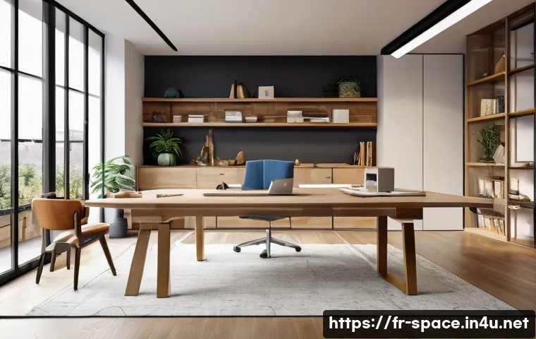 공간디자인 학습 로드맵 - A modern interior design workspace showcasing the fundamentals of spatial design: a bright, airy roo...